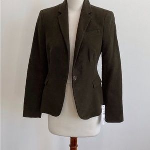 Olive Navy Blazer With Brown Elbow Patches
